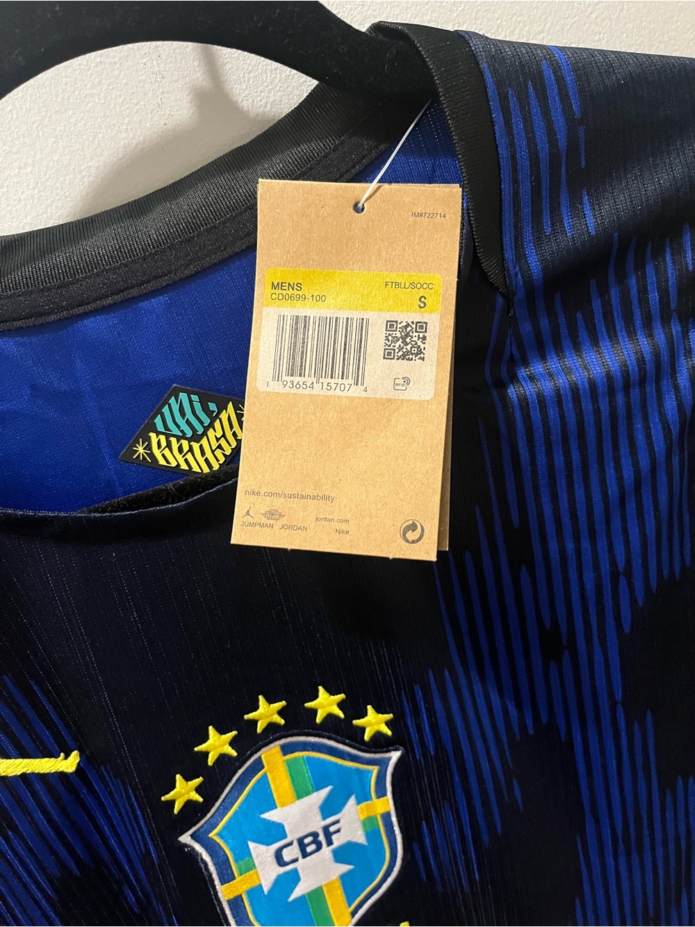 Brazil Men's Navy Blue and Yellow #10 Soccer Jersey - Picture 6 of 7
